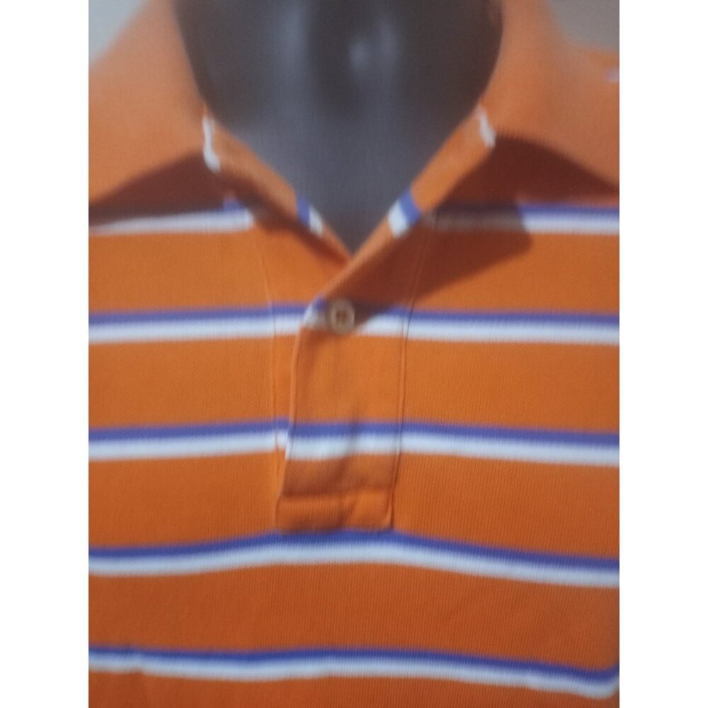 Polo Ralph Lauren Polo Shirt Mens 2XL Orange Blue White Striped Short Sleeve - Picture 3 of 12